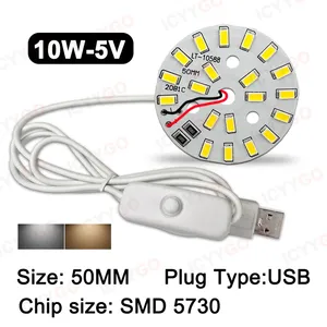 Sunssy ไฟ DC5V สีขาวอบอุ่นแบบ USB 10W ชิป SMD5730 50มม. เหมาะสำหรับการให้แสงสว่างในบ้านแบบทำมือ - Product Image 5