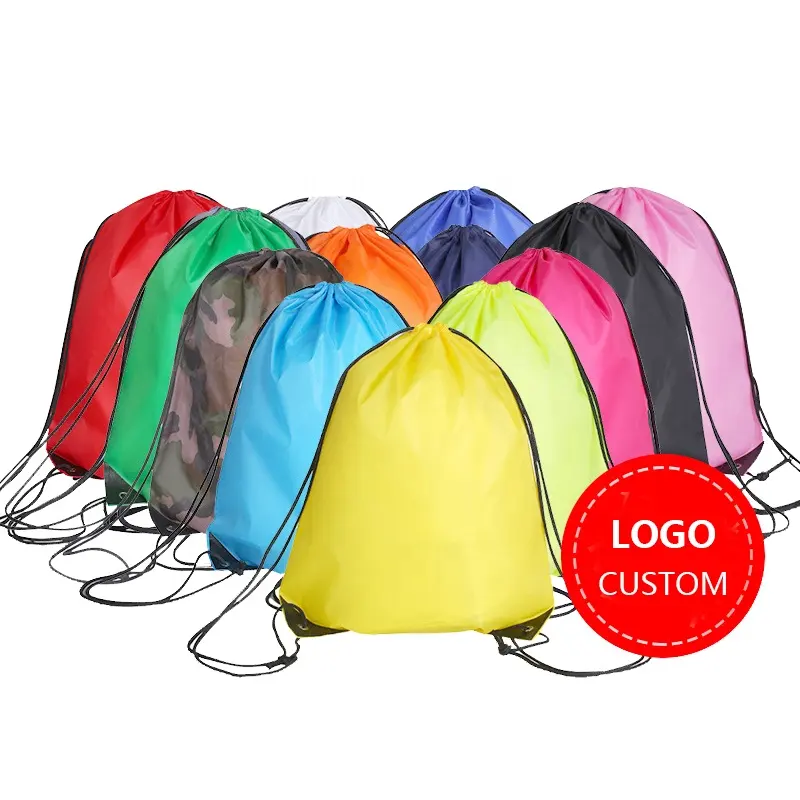 โรงงานขายส่งราคาต่ำ210D โพลีเอสเตอร์ Drawstring กระเป๋าเป้สะพายหลังรีไซเคิลโพลีเอสเตอร์ Drawstring กระเป๋าสำหรับโปรโมชั่น