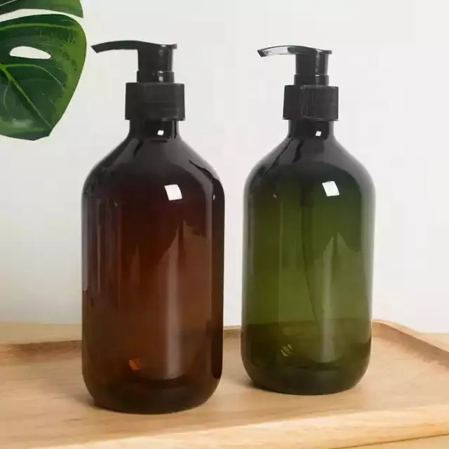 500ml ambra verde di plastica PET bottiglia di shampoo con Pompa Nero Top Da Bagno Doccia shampoo Liquido dispenser di gel doccia bottiglia