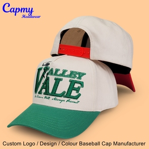 Customized 3d Embroidery Logo Baseball Cap Hat for Men <strong>Two</strong> <strong>Tone</strong> Colour Green Khaki Beige Polyester <strong>5</strong> <strong>Panel</strong> a Frame Baseball Caps - Product Image 4