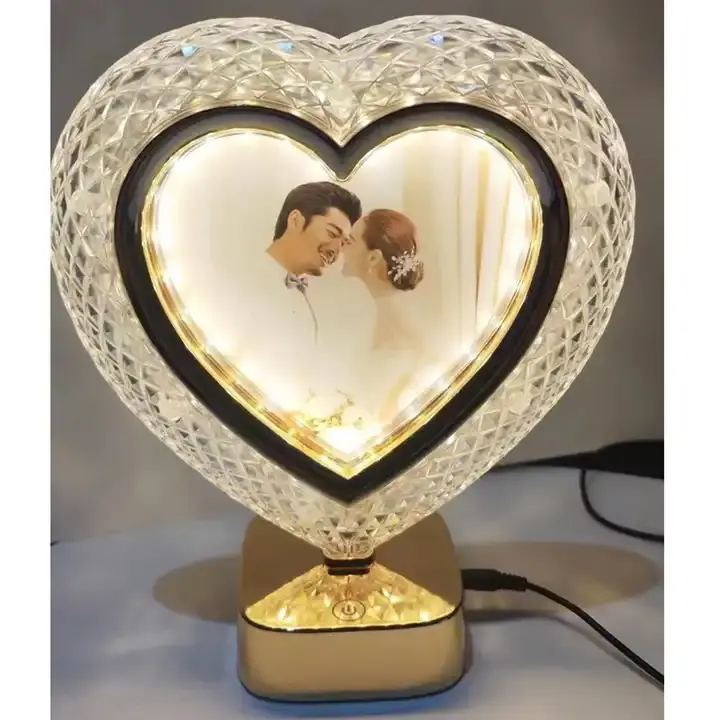 Cadeaux de la Saint-Valentin cadres photo de sublimation en plastique miroirs à led pour la décoration d'hôtel de maison de mariage