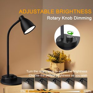 โคมไฟตั้งโต๊ะ LED มีช่องชาร์จ USB,โคมไฟโต๊ะคอห่านปรับแสงได้เต็มที่มี3โหมดสีสามารถหรี่ไฟได้