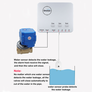 Sistema de detección de fugas de agua con controlador de alarma, válvula de cierre automático DN15 (1/2 pulgadas) y cable de sensor para uso doméstico/industrial