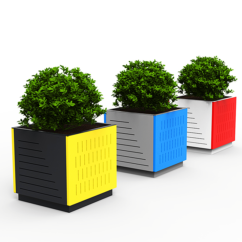 Custom Recycle Center Mall Garden Park Street Art Planter Outdoor Station Standing Plant Metal Flowerpot