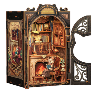 CuteBee New Style <strong>DIY</strong> Cat Dollhouse Count Cat's Study Bookshelf Decoration <strong>Mini</strong> <strong>Diy</strong> <strong>Book</strong> Nook Use As a Gift - Product Image 1