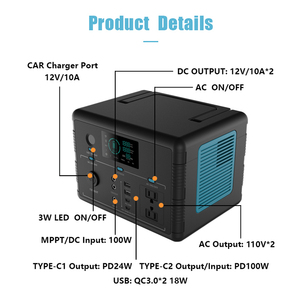 1000瓦备用电站美国欧盟库存700Wh便携式太阳能发电机野生使用 - Product Image 6