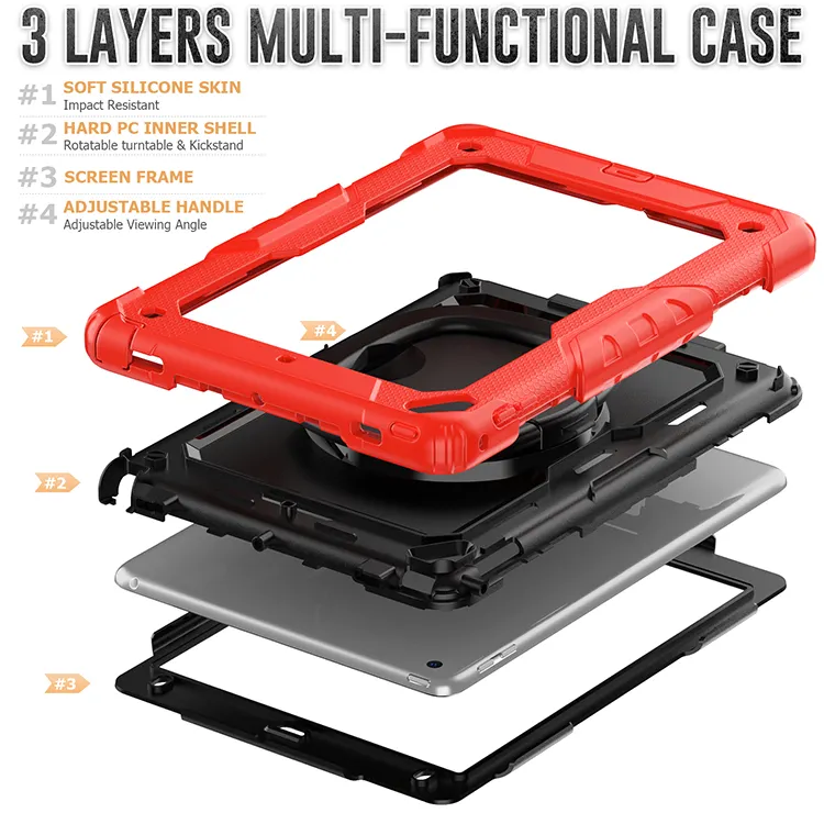 Funda giratoria de silicona para tableta, soporte de agarre universal a prueba de golpes, para iPad 9,7 2017 2018/Air 2