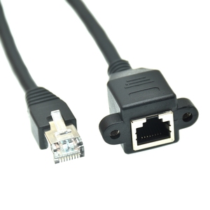 RJ45 Cable Male to Female 90 Right Angle Bend up Downed Panel Mount Ethernet LAN Extension Extender Cable Cord 1m/3ft 1.5m/5ft - Product Image 2