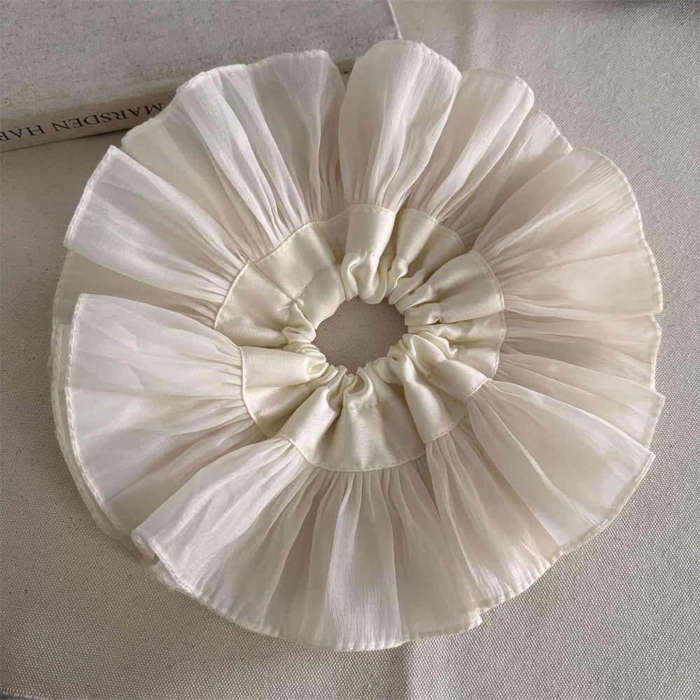 Extra Large Cercle Plissé Double Couche-Blanc Cassé
