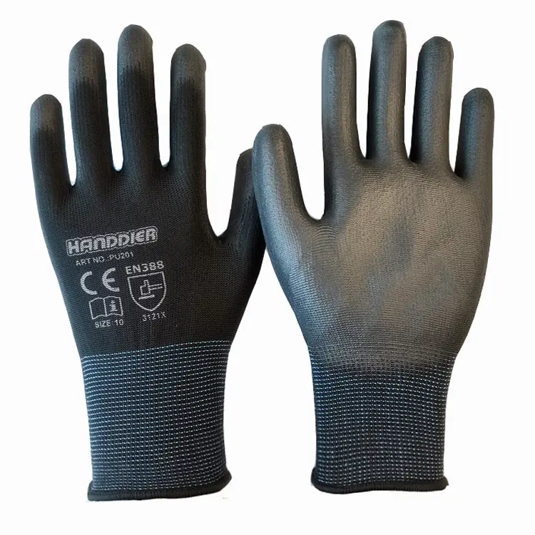 Gants de travail de sécurité enduits de PU poignée de jardin constructeurs pour hommes mécanicien 13 gants de main antidérapants industriels respirants en Nylon de jauge
