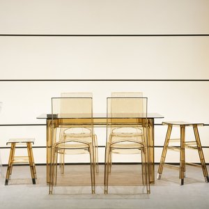 Nhà Máy Bán Buôn Bắc Âu Thiết Kế Hiện Đại Hình Chữ Nhật Hình Chữ Nhật Hổ Phách Tempered <span class=keywords><strong>Glass</strong></span> Trong Suốt Acrylic Phòng Ăn Bảng - Product Image 1