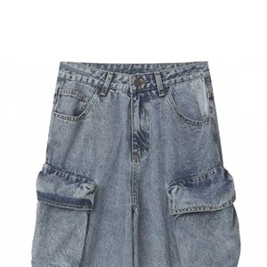 Tùy Chỉnh Cao Eo Baggy Denim Jeans Cho Nam Giới Cổ Điển Phong Cách Đa-Túi Dài Rộng Hàng Hóa Quần Giữa Thời Trang Dạo Phố Nhà Sản Xuất - Product Image 4