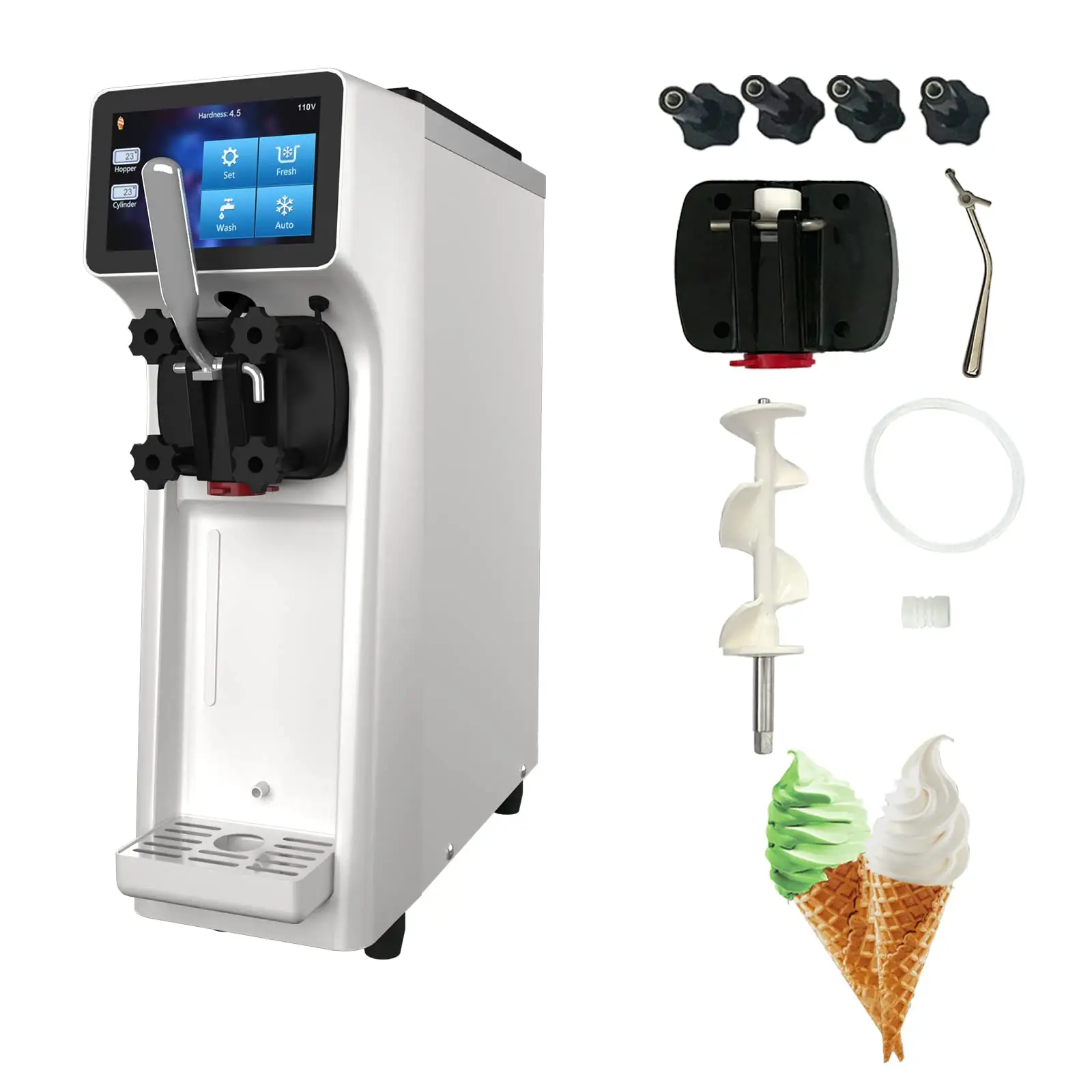 YiHai Commercial Ice Cream Machine 1000W Single Flavor Soft Ice Cream Machine da 2.7 a 4 Gal/H con Display LCD Touch e Auto Clean