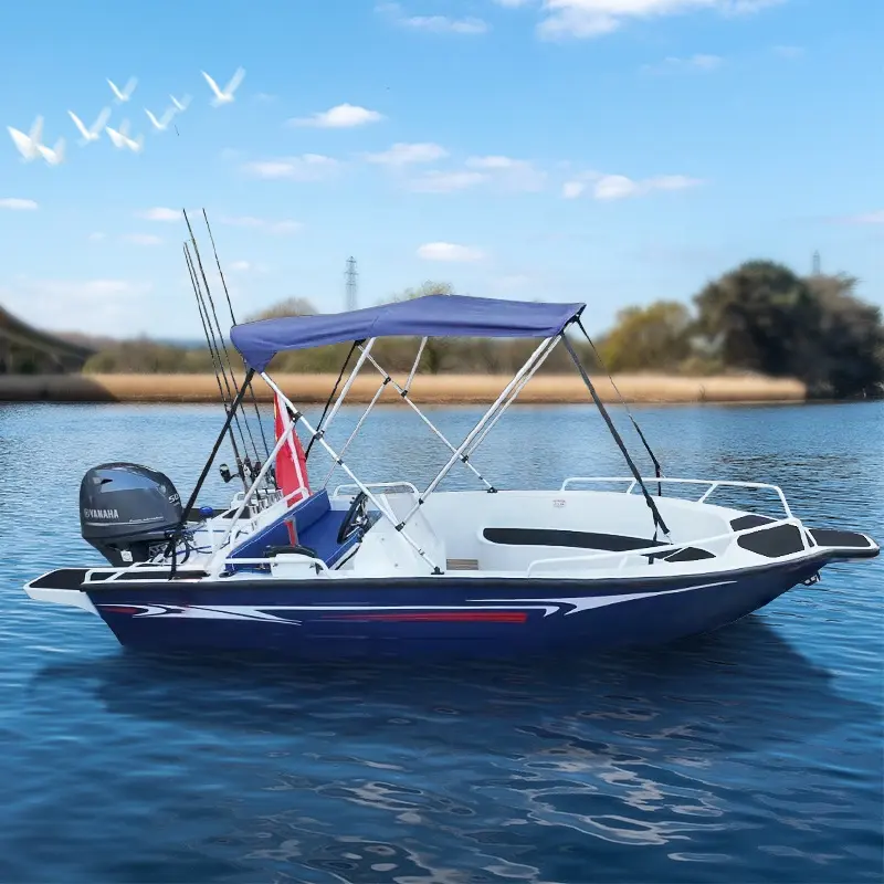 2023 Venta caliente 3-5 personas 4,2 M/14ft pequeño barco de carreras de pesca de aleación de aluminio con sombrilla