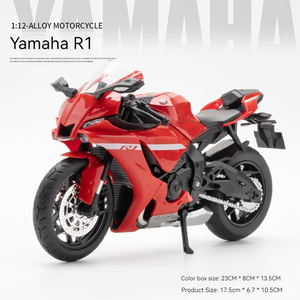ยามาฮ่าโมเดลรถมอเตอร์ไซด์ของเล่น R1โลหะ1_12โมเดลล้อหน้ามีเสียงและเบาเคลื่อนย้ายได้ - Product Image 5