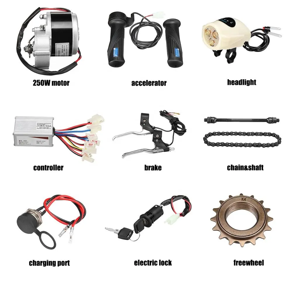 Kit 24v 250w para bicicleta elétrica, conjunto de motor de bicicleta, bicicleta, motor para ciclismo, kit de conversão elétrico, controlador do motor