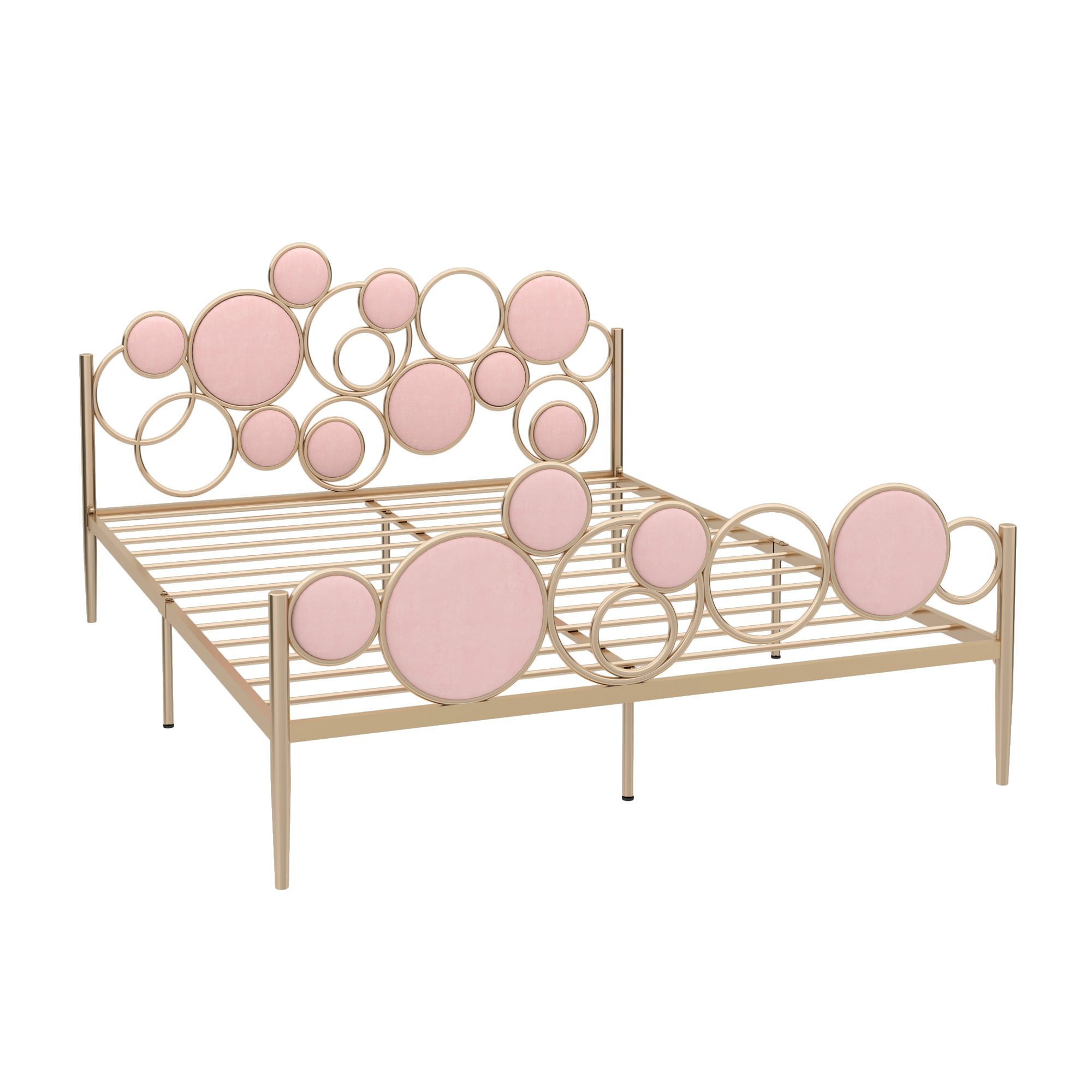 18k gold bed frame with pink italian velvet (ribs