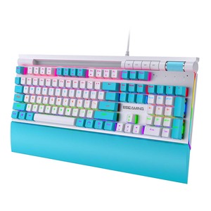 ESGAMING 104 teclas ordenador PC teclados ergonómicos RGB retroiluminado impermeable Teclado mecánico para juegos teclado con reposamuñecas