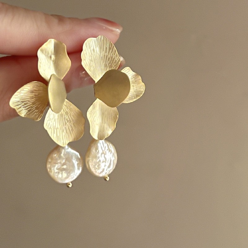 28 aiguilles en argent-perles de fleurs dorées
