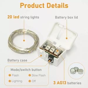 Batteria CR2032 1m 10 LED fata stringa di luce di natale caldo bianco fata stringa luce luci luci per esterni impermeabili - Product Image 2