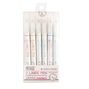 立体双线笔彩色集合双色绘制重点学生轮廓笔荧光笔 - Product Image 1