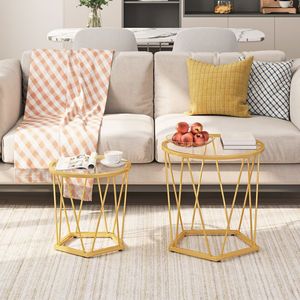 Wholesale <strong>Nesting</strong> Coffee <strong>Table</strong> Set of 2, Round <strong>Nesting</strong> Side <strong>End</strong> <strong>Table</strong>, Center <strong>Table</strong> for Living Room - Product Image 5