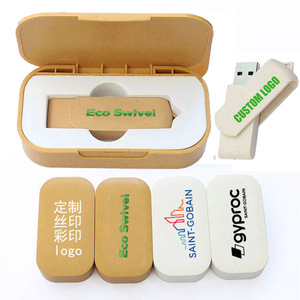 Фокус ECO Пшеничная солома USB флэш-накопитель Рекламный Подарок Пользовательский логотип быстрый USB-накопитель экологически чистый переработанный пшеничный соломенный диск памяти - Product Image 5