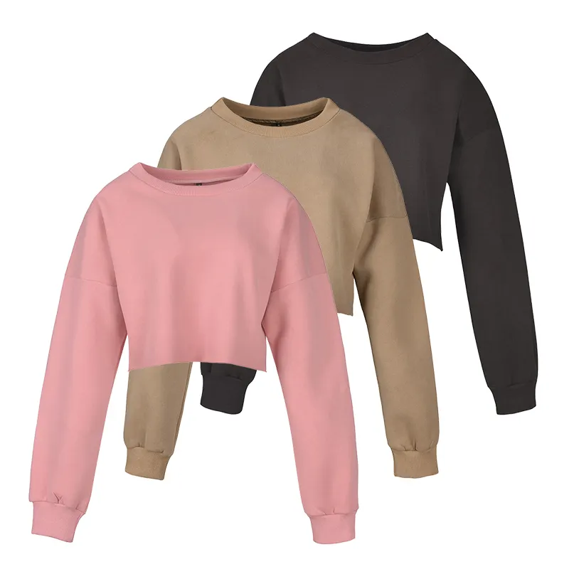 Sweat à capuche à manches longues pour femmes, haut court, blanc, rose, Logo personnalisé, automne, 2020