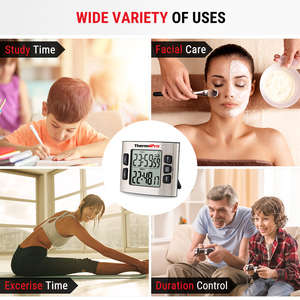 ThermoPro TM02 Dual <strong>Digital</strong> Kitchen <strong>Timer</strong> <strong>With</strong> Calendar <strong>Clock</strong> Mode - Product Image 6