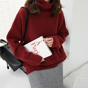 高领羊绒衫女韩版宽松保暖针织套头衫2024冬季外套懒人燕麦女套头衫