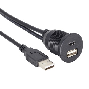 Car Dash Flush Mount USB A y USB C 2 en 1 puertos USB macho a tipo C hembra cable de extensión cargador de coche ENTRADA DE Audio - Product Image 3