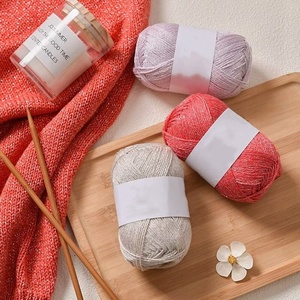 17S/1 50% pamuk 50% akrilik karışımlı iplik DIY yumuşak fantezi parlak içi boş iplik - Product Image 5