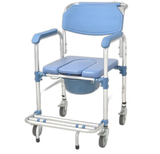 Silla de inodoro con ruedas para ancianos, asiento de baño móvil para el hogar para personas discapacitadas, silla con inodoro para pacientes
