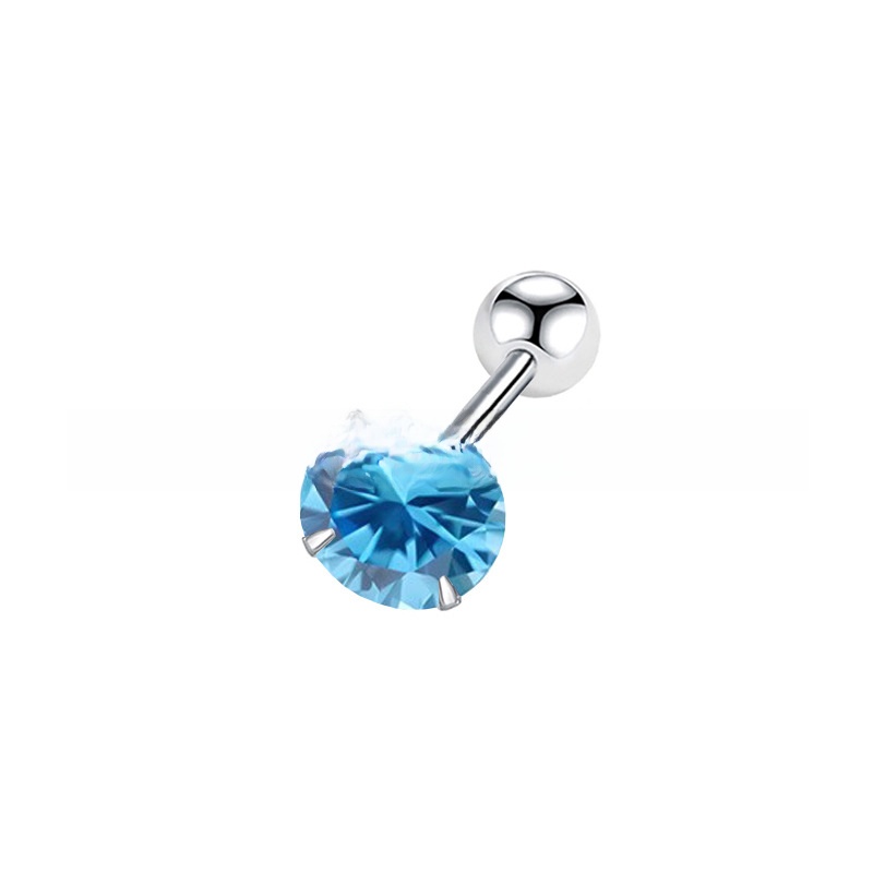 Bouchons d'oreille boule, clous d'oreille en zircon - Bleu Marine