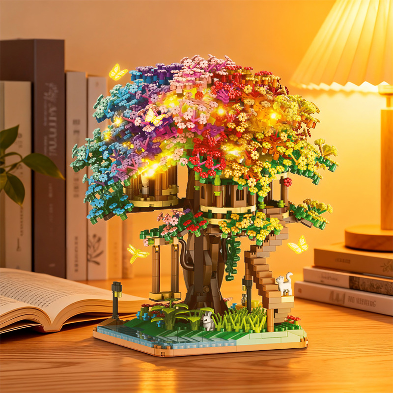 619-árbol arcoíris-con luces de cadena