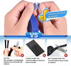 2024 New Reusable Fastening Tear Wraps Open pp <strong>Hook</strong> and <strong>Loop</strong> Color Wire 6&quot; /6 Inch Network Management Cable Tie - Product Image 3