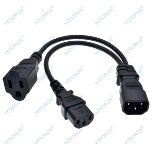 C14 to C13+NEMA 5-15R <strong>Y</strong> Splitter <strong>Power</strong> Plug <strong>Cord</strong>,Single IEC 320 C14 Male to C13+Nema 5-15R Female Splitter Adapter Cable <strong>Cord</strong>