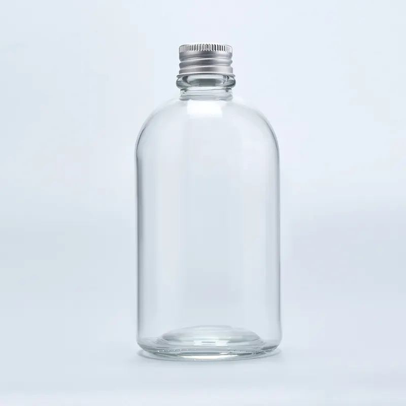 Frasco De Vidro vazio de 100ml de suco de 150ml 200ml 250ml 270ml 350ml 500ml quadrado garrafa frasco de vidro redonda com tampa de alumínio