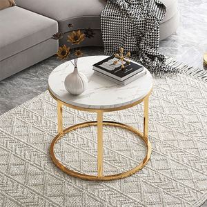 Home Furniture Circle Coffee Round Marble Top Modern Granite Gold Metal Side Marble Stone Nest of <strong>3</strong> <strong>Table</strong> <strong>Set</strong> Nesting <strong>Table</strong> - Product Image 1