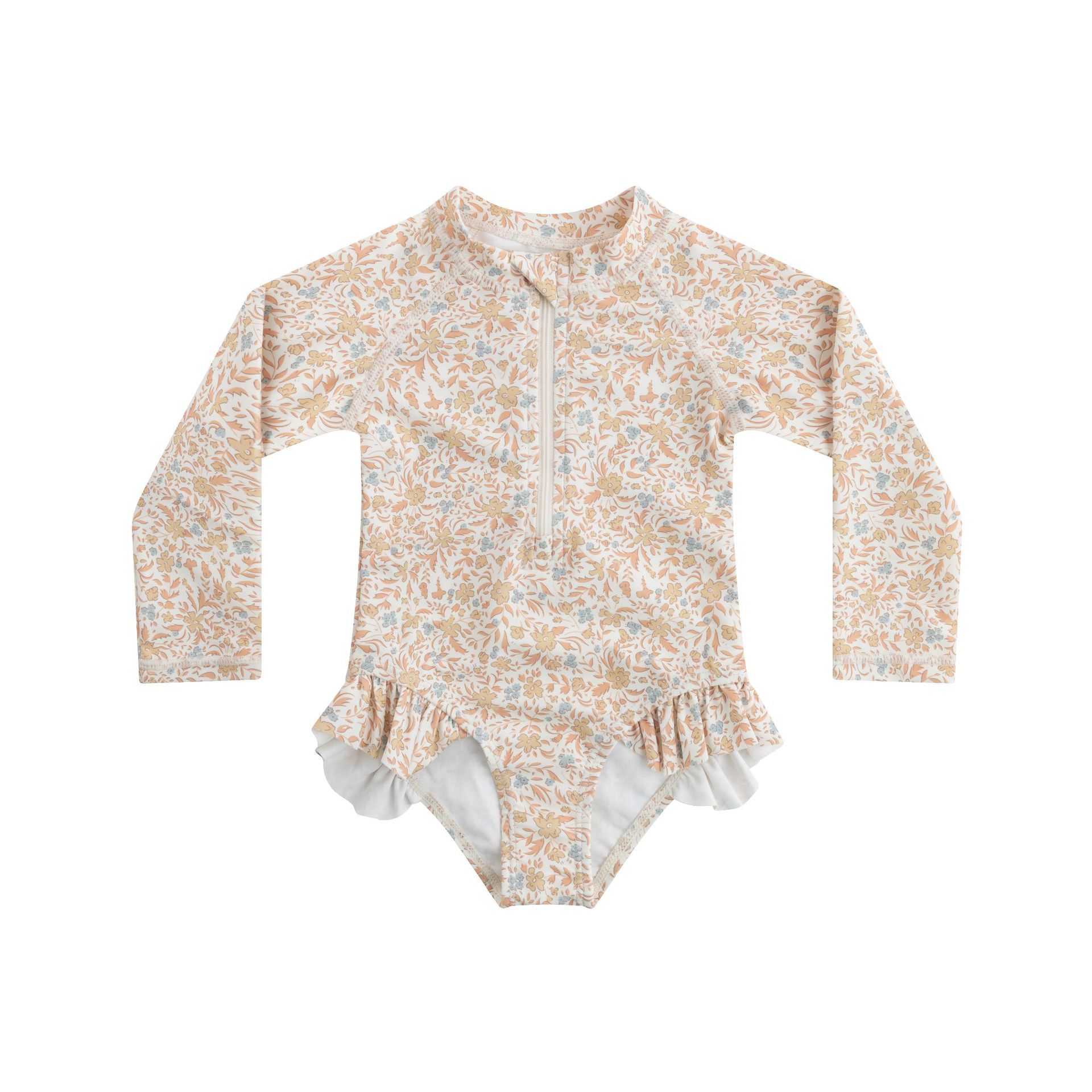 Bañador con cremallera y estampado floral amarillo