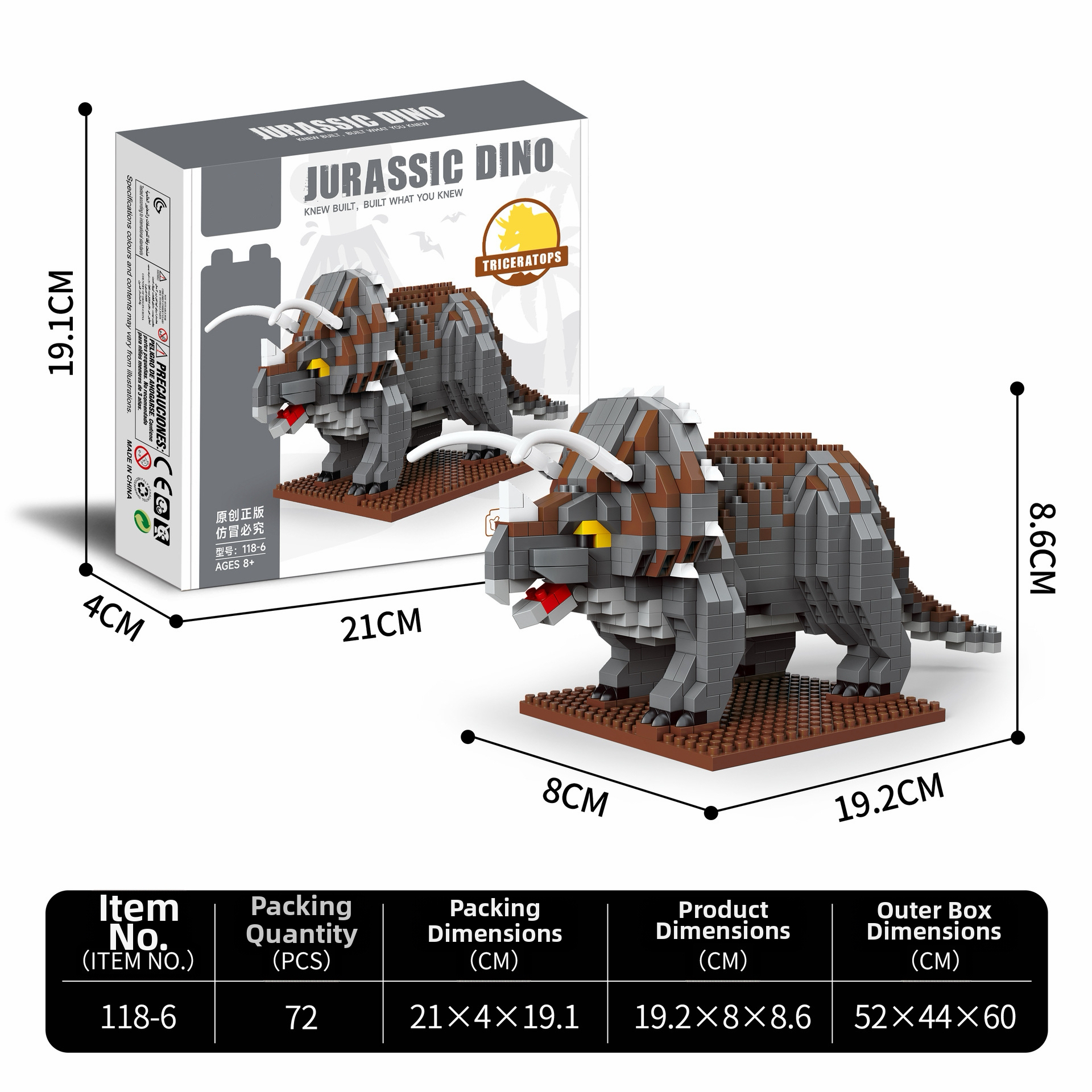 Triceratops building blocks-lego bricks