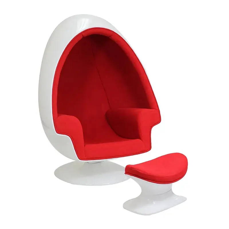 Lee oeste estéreo alfa ovo pod alto-falante cadeira, moderna confortável giratória fibra de vidro shell tecido almofada pod bola espreguiçadeira