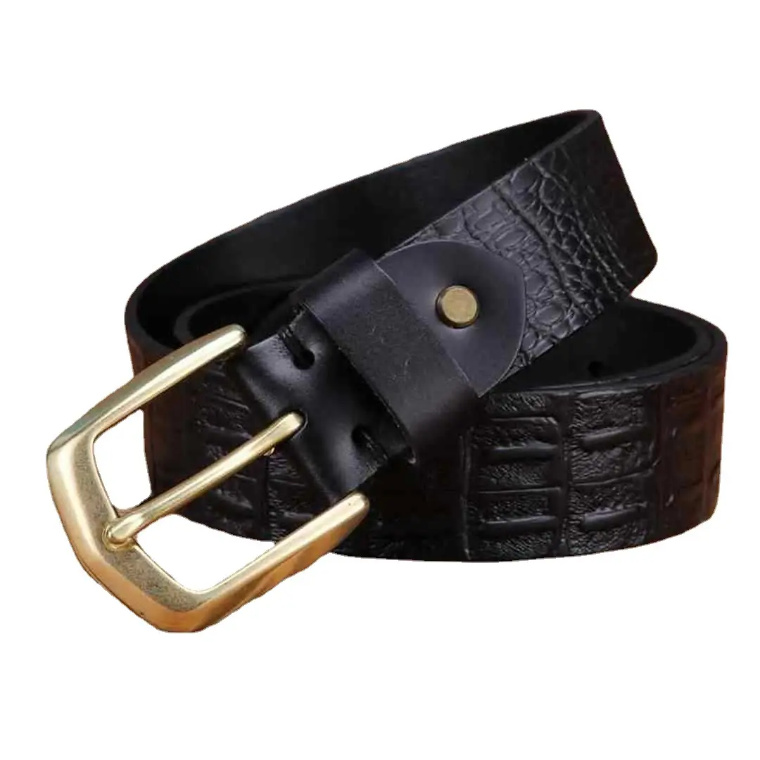 Ceinture en peau de vache véritable pure personnalisée boucle ardillon en laiton de haute qualité Vintage loisirs ceinture en cuir véritable pour hommes