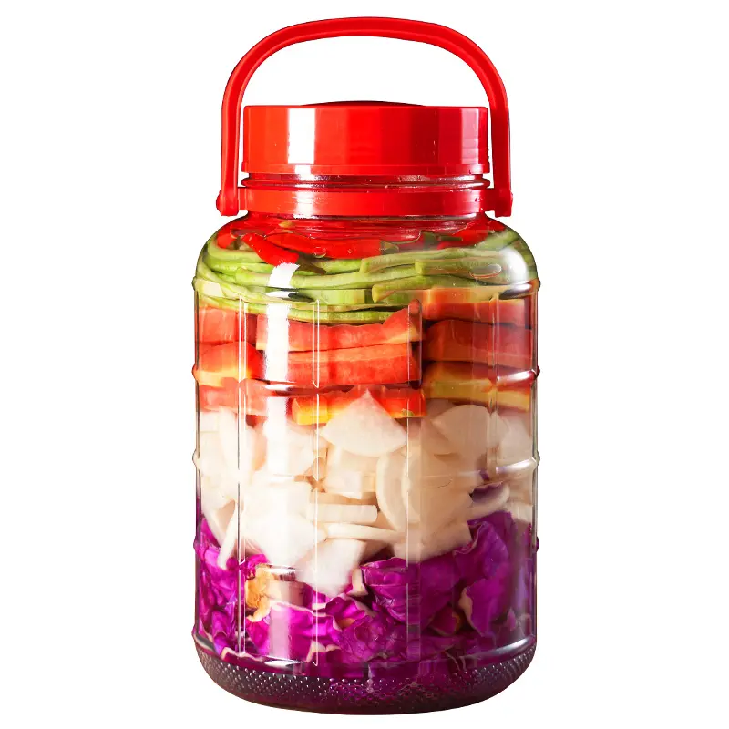 Contenitore vaso di stoccaggio grande enzima Kimchi aglio sottaceto vetro con grande tappo a vite e maniglia cinese 1L 2L 3L 5L 8L 10 litri