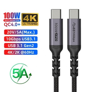High Quality Cabo USB C Cable PD 100W 20V 5A Fast Charging USB3.1 USB 3.1 Gen2 4K Ultra HD Type C to Type C Cable for Macbook