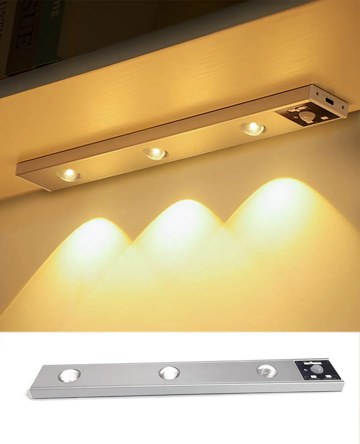 Sem fio recarregável sob armário prateleira gaveta contador do armário iluminação LED para cozinha LED detector de movimento Sensor Light Bar