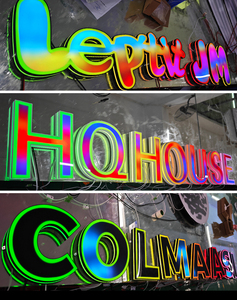 Ingrosso segnaletica pubblicitaria esterna Rbg che cambia colore commerciale personalizzato incandescente acrilico <span class=keywords><strong>Led</strong></span> segno di illuminazione