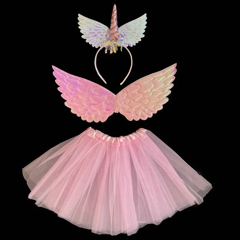 Bambini Unicorn wings Party Princess Dress up Gilr abiti Cosplay Festival Halloween dress set 2023 dalla fabbrica cinese