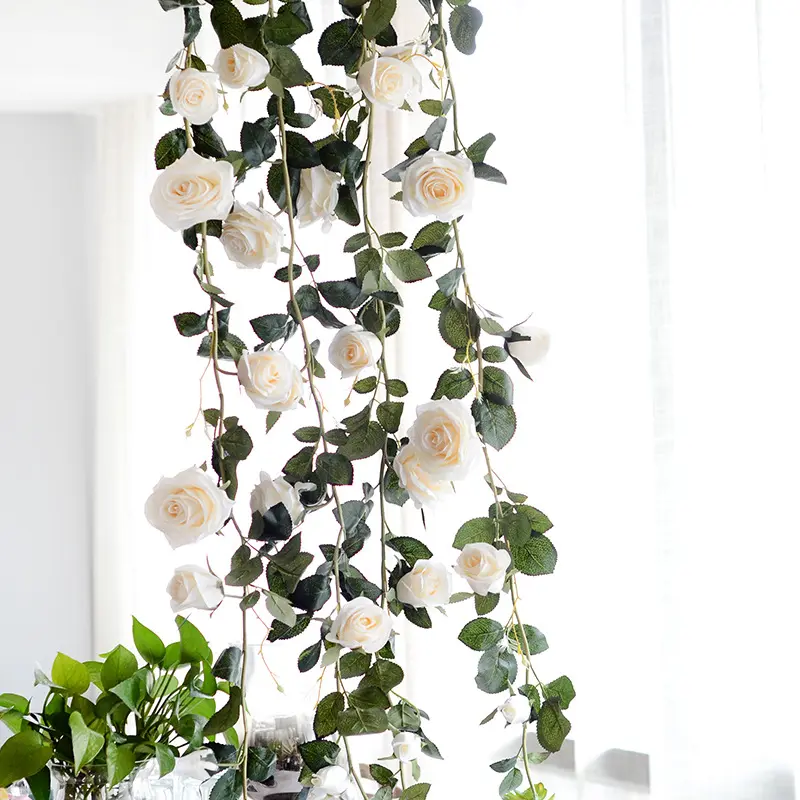 Decoración de vid de flor de seda para techo de boda, rosa, blanco, australiano, artificial, 180cm, para boda
