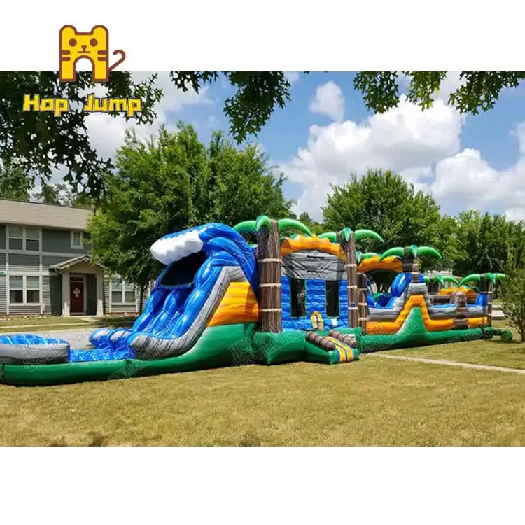 Tropical Rush Jungle Inflatable Bouncer Water Slide Jumping Bouncy Castle Moon Large Bounce House Combo With Pool